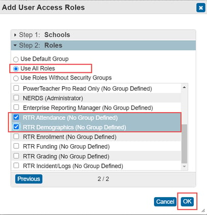 Use All roles - Add User Access Roles
