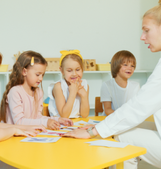 teacher and young kids